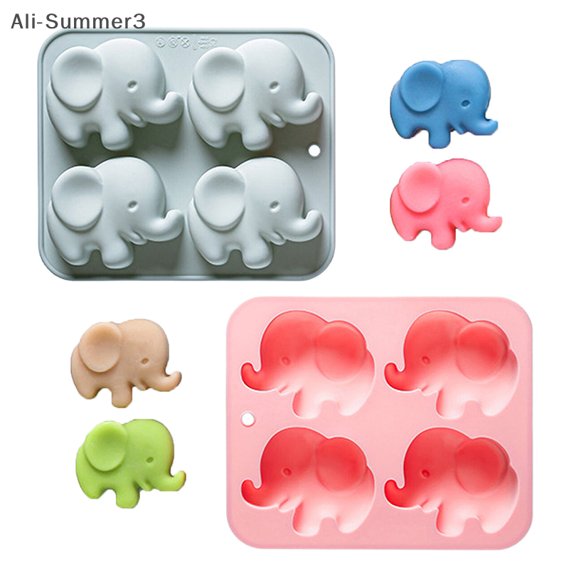 Soap Making Designs - 4-hole Baby Elephant Silicone Mold Cute