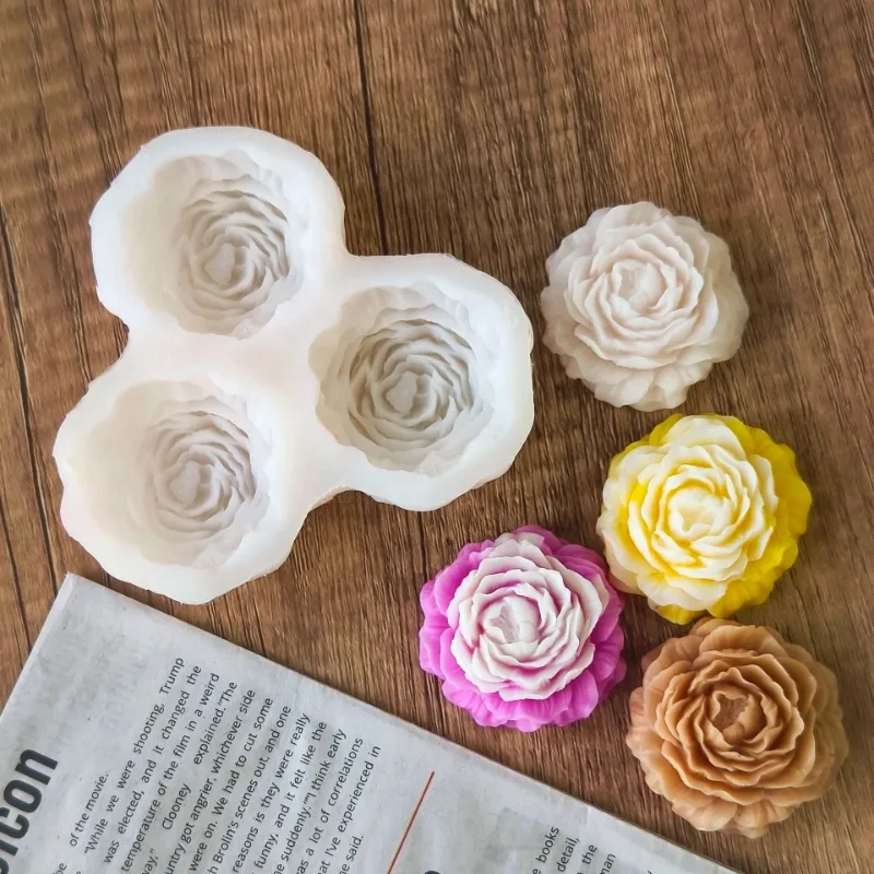 Soap Making Designs - Peony Flower Candle Silicone Mold 3D