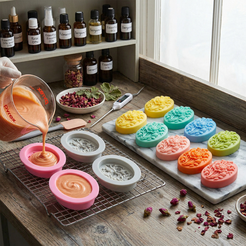 4 Silicone mold with flower sh - مراجعة Soap Making Designs وسعره